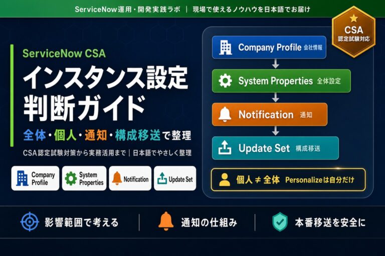 ServiceNow CSA インスタンス設定対策｜全体設定・通知・移送 | ServiceNow運用・開発実践ラボ