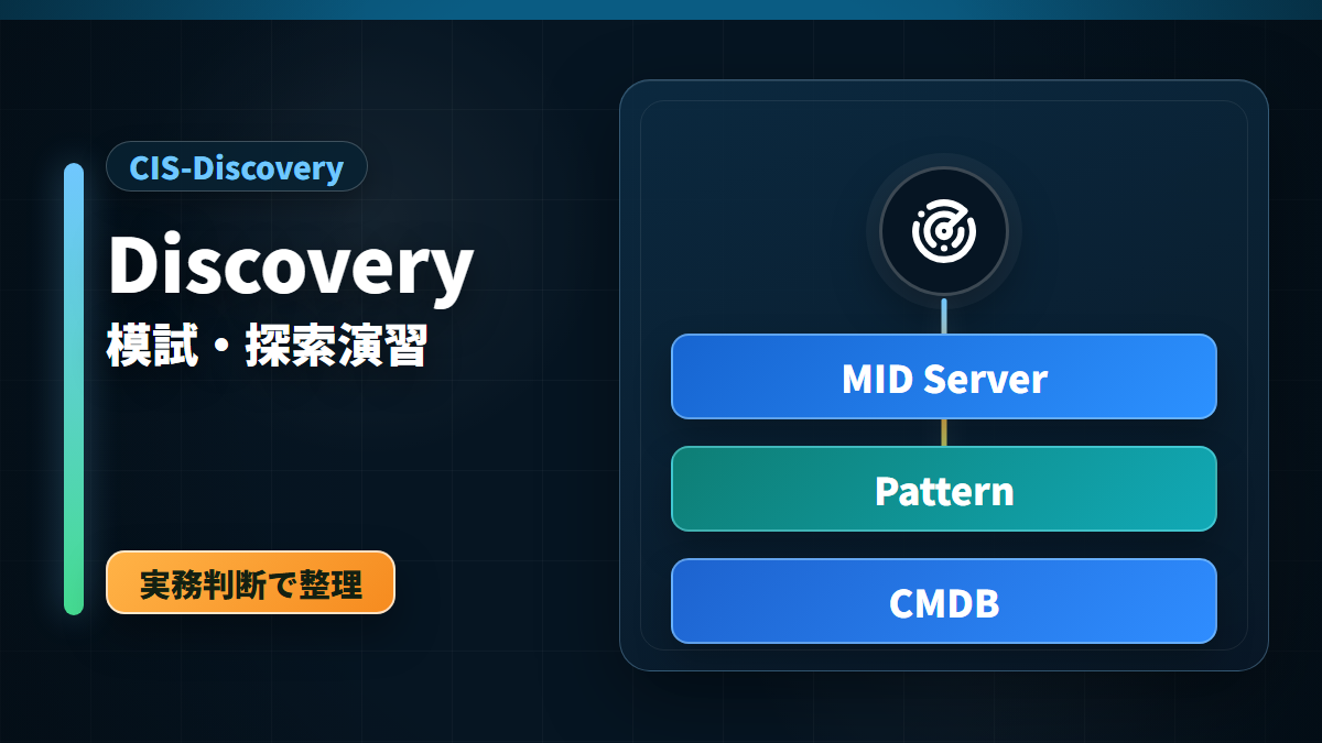ServiceNow CIS-Discovery模試でMID Server、Pattern、CMDB連携を学ぶ独自練習問題のアイキャッチ画像